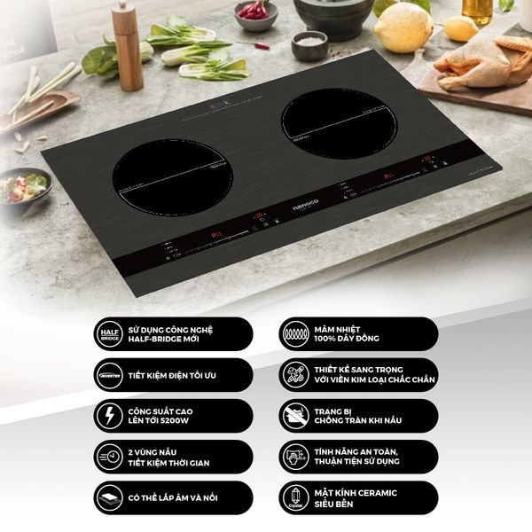 Bếp điện từ đôi cảm ứng Nanoco model NICL481