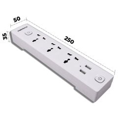 Ổ cắm có dây Nanoco model NES332U (3 ổ đa năng, 2 USB, 2 công tắc, dây điện 3m và 5m)