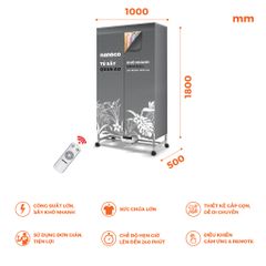 Tủ sấy quần áo có remnote và điều khiển cảm ứng Nanoco model NCD2024RC (Công suất 2000W, Sức chứa ≤ 30kg)