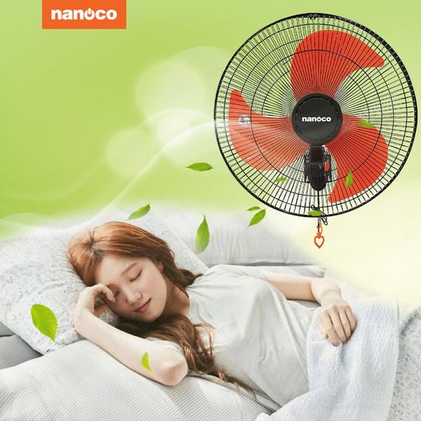 Quạt treo Nanoco model NWF1822 màu đen cam (3 chế độ gió, công suất 65w)