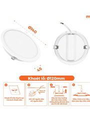 Đèn LED Downlight Eco Ø120 12W Nanoco 4 chế độ màu NED123./ NED124./ NED126./ NED12C.