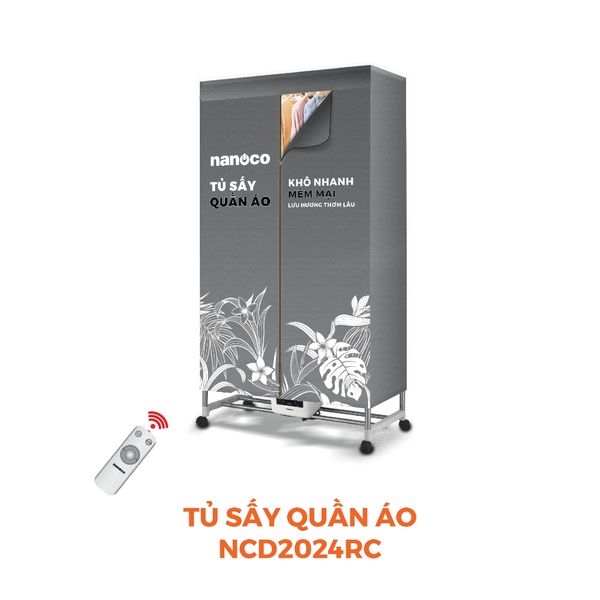 Tủ sấy quần áo có remnote và điều khiển cảm ứng Nanoco model NCD2024RC (Công suất 2000W, Sức chứa ≤ 30kg)