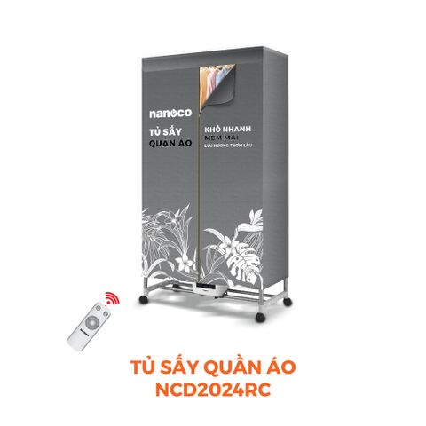 Tủ sấy quần áo có remnote và điều khiển cảm ứng Nanoco model NCD2024RC (Công suất 2000W, Sức chứa ≤ 30kg)
