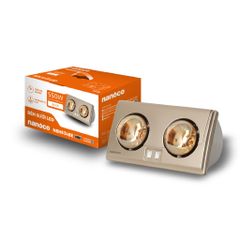 Đèn sưởi gắn tường 2 bóng 550W Nanoco model NBH634BE/NBH649G ( màu beige/vàng đồng)