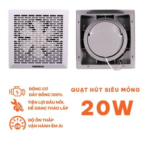 Quạt hút siêu mỏng Nanoco model NMV2023 (20W)