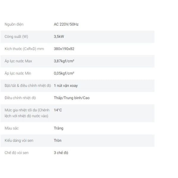 Máy nước nóng Panasonic model DH-4VP1VW/ DH-4VS1VW dòng V- Series (4500W, màu trắng) - KO GỒM CP LẮP