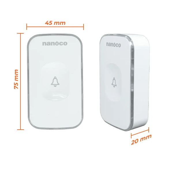 Nút chuông cảm ứng Nanoco model NDT15 (cảm ứng dùng pin,)