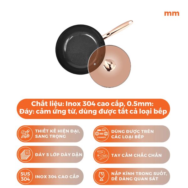 Bộ nồi chảo 4 món inox 304 Nanoco model NCWS850