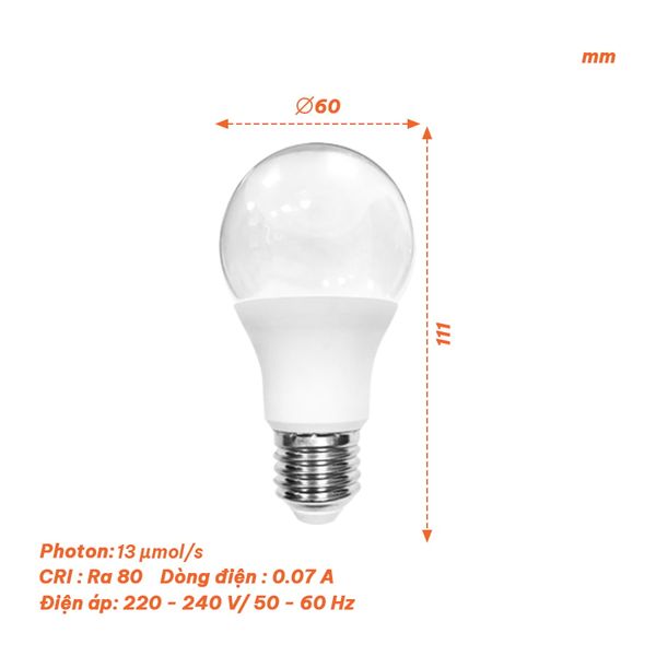 Bóng bulb LED hoa cúc E27 Nanoco 9W - ánh sáng vàng