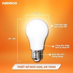 Bóng bulb LED E27 Nanoco 3W/ 5W/ 7W/ 9W - ánh sáng trắng, vàng