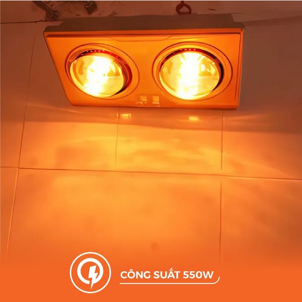 Đèn sưởi gắn tường 2 bóng 550W Nanoco model NBH634BE/NBH649G ( màu beige/vàng đồng)