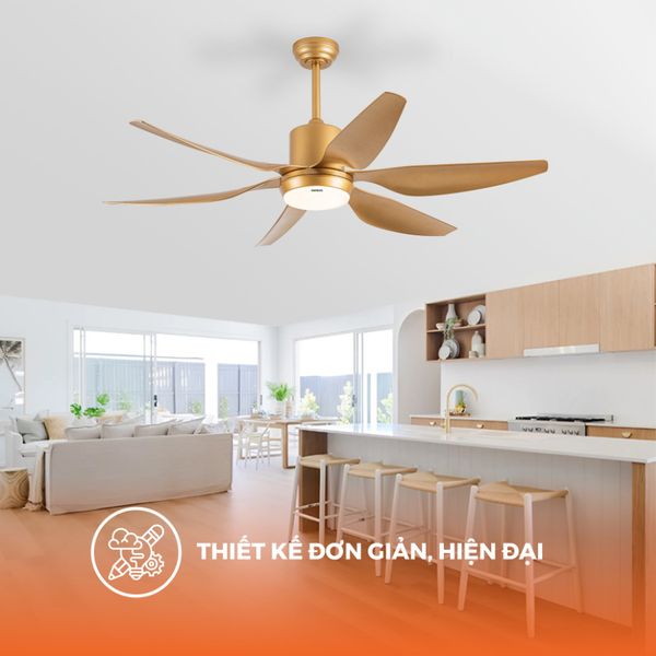 Quạt trần 6 cánh - Đèn LED có remote Nanoco model NCF5462-GL/SL (Công suất 69W, Động cơ DC)