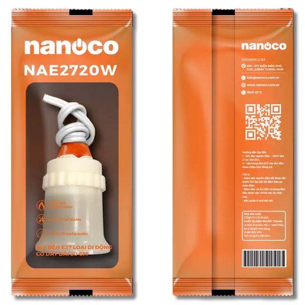 Đui đèn E27 Nanoco loại di động/ có dây/ 45 độ/ 90 độ