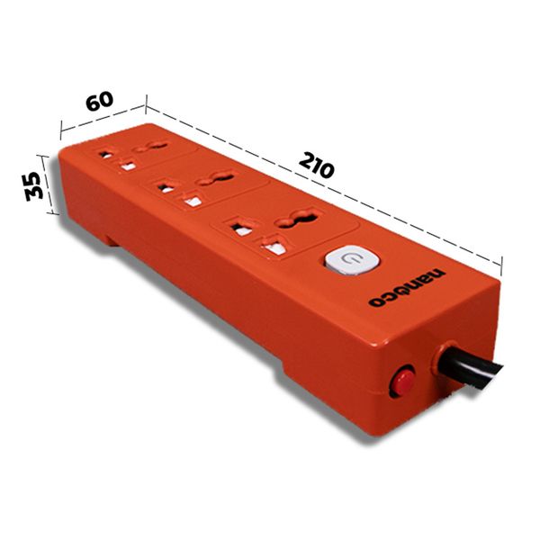 Ổ cắm có dây Nanoco model NES3320-5 (3 ổ đa năng,1 công tắc, dây điện 5m)