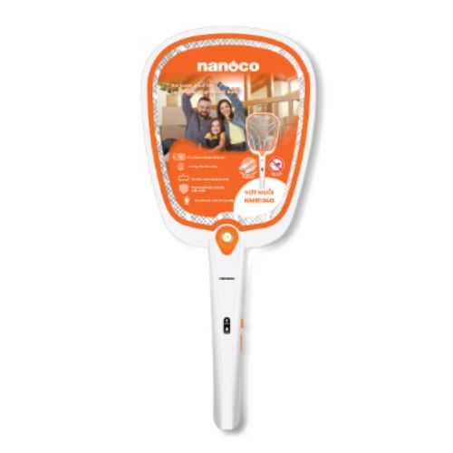 Vợt muỗi Nanoco model NMR104O / NMR105B (pin lithium 18650h-220V, màu cam, màu xanh dương)