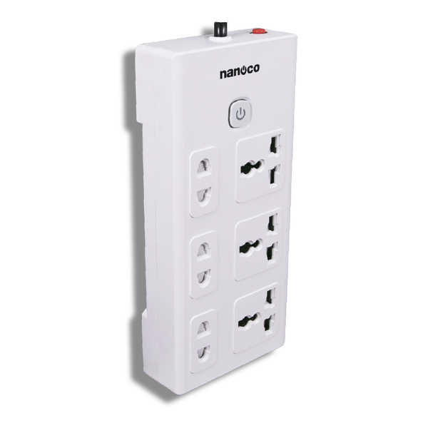 Ổ cắm có dây Nanoco model NES3332 (3 ổ đa năng,3 ổ 2 chấu, 1 công tắc, dây điện 3m và 5m)