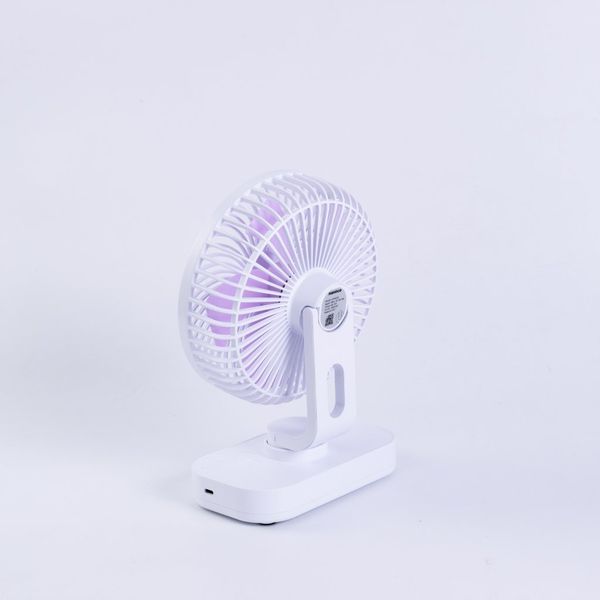 Quạt sạc Nanoco model NRF6219W màu trắng, 6inch, có xoay, có đèn