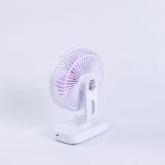 Quạt sạc Nanoco model NRF6219W màu trắng, 6inch, có xoay, có đèn