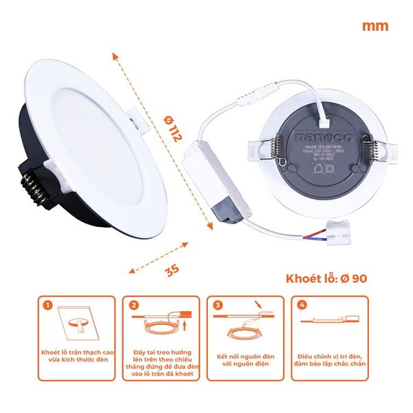Đèn LED Downlight 9W Nanoco 3S Series 4 chế độ màu NDL09CW90/NDL09CS90/NDL09CG90