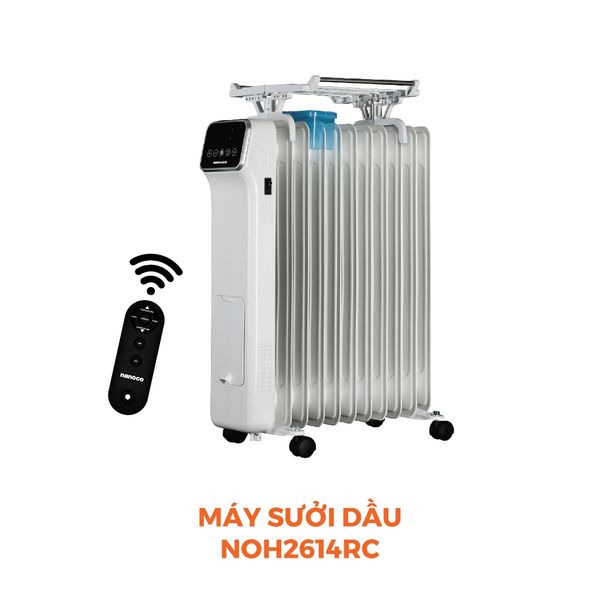 Máy sưởi dầu cảm ứng có remote Nanoco model NOH2614RC ( Công suất 2600W, 3 mức độ nhiệt)