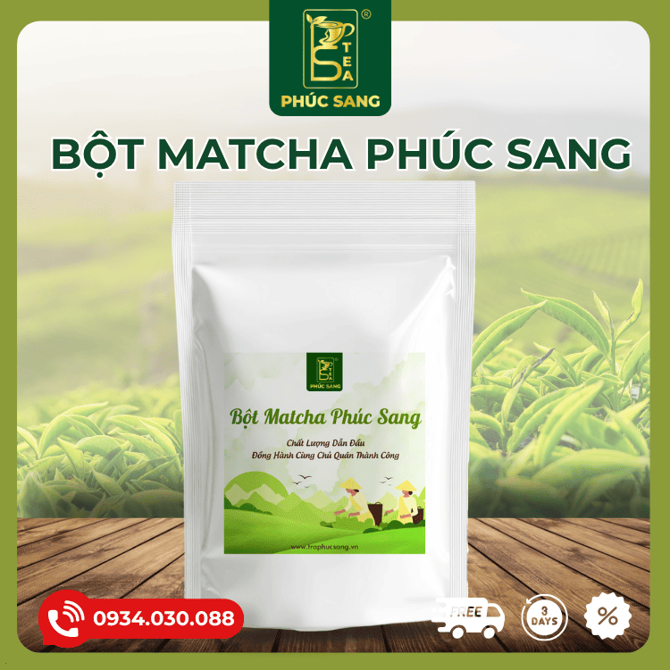 Bột matcha trà xanh Phúc Sang (Matcha Nhật) 100g (Đã Bao Gồm VAT)