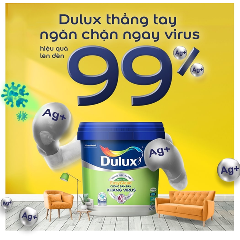 Sơn nội thất cao cấp Dulux EasyClean chống bám bẩn kháng Virus E016M mờ
