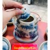Bộ ấm chén Bát Tràng "Sơn Thuỷ Hữu Tình" men rạn cổ LHCEVN-0004 dáng tròn