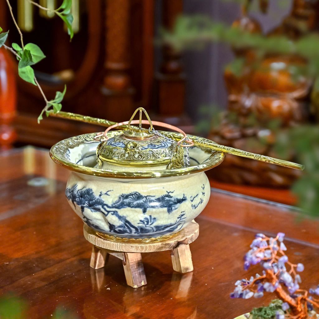  Bộ điếu bát men rạn cổ "Sơn Thuỷ" LHCEVN-0409 