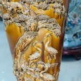  Thạp gốm Tùng Hạc Trường Thọ hoa nâu trang trí phòng LHCEVN-9001 