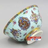  Bát gốm vẽ Bát Bửu nền xanh ngọc LHCECN-9205 