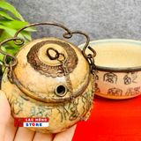  Bộ điếu bát mini men rạn giả cổ họa tiết chữ Hán LHCEVN-1434 
