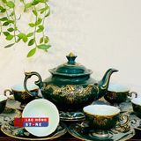  Bộ ấm trà Bát Tràng hoạ tiết Hoa Ly cao cấp vẽ vàng 24k LHCEVN-1446 
