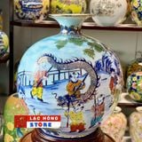  Bình hút lộc gốm sứ Bát Tràng họa tiết dân gian LHCEVN-9013 