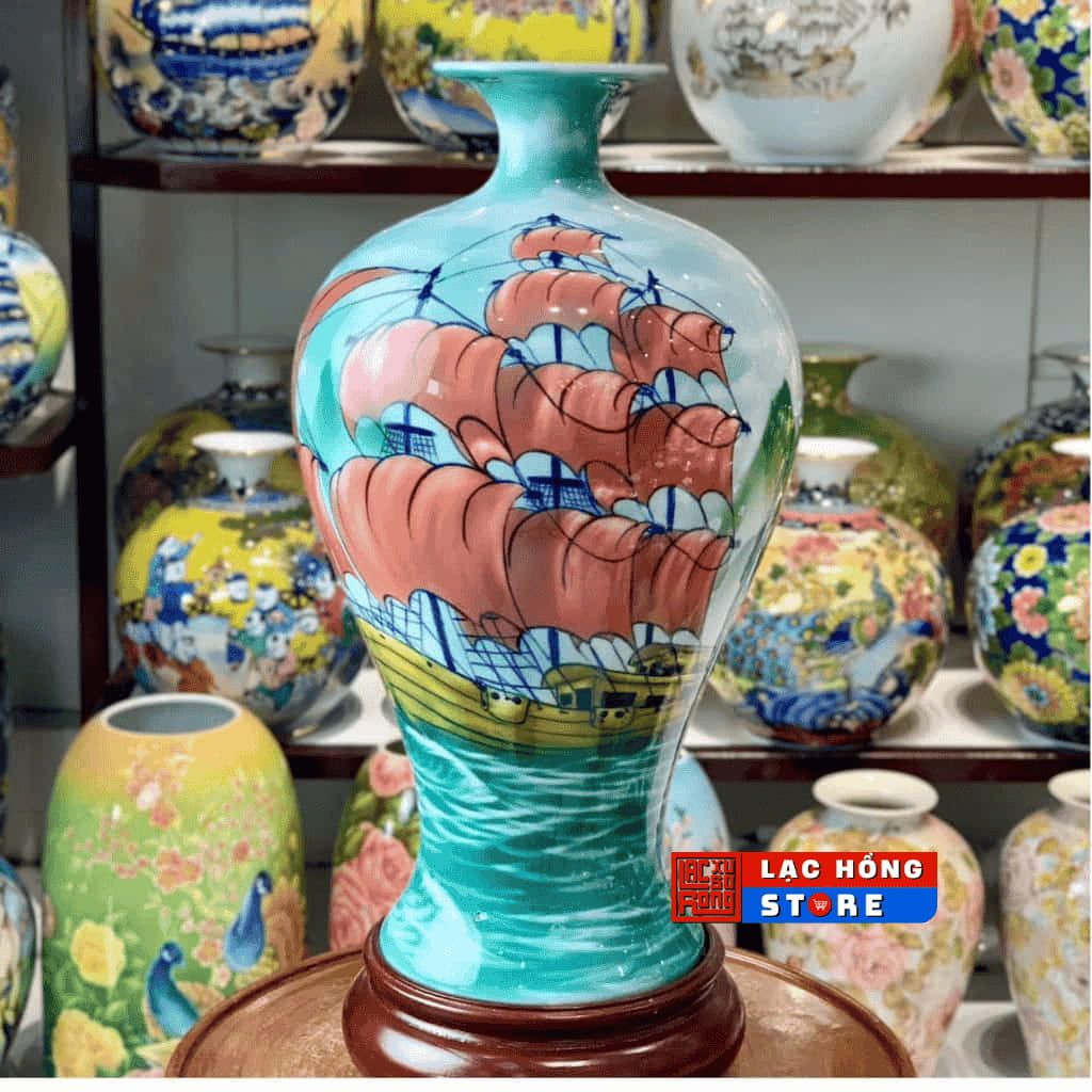  Bình gốm Bát Tràng thuận buồm xuôi gió LHCEVN-9014 