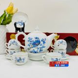  Bộ ấm chén dáng chóp lửa họa tiết Chim Đào LHCEVN-9054 