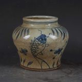  Hũ gốm men họa tiết cá và cỏ LHCEVN-9067 