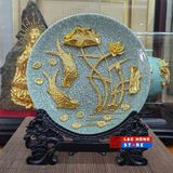  Đĩa cảnh gốm sứ trang trí hoạ tiết cá chép LHCECN-9090 