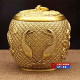  Hộp đựng trà đồng chạm nổi cá chép LHMEVN-9041 