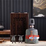  Bộ Bình Rượu Gốm Họa Tiết Chuông Cổ LHMECN-9120 