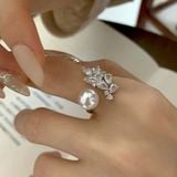  Nhẫn hoa kết hợp Ngọc Trai Trắng LHSTVN-9028 