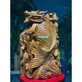  Tượng Cá Chép Hoá Rồng gỗ ngọc am LHWOVN-9170 