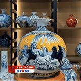  Bình hút lộc Bát Tràng họa tiết nhị cảnh LHCEVN-9034 