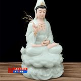  Tượng Phật Quan Âm Bồ Tát ngọc bích dát vàng LHCEVN-0526 