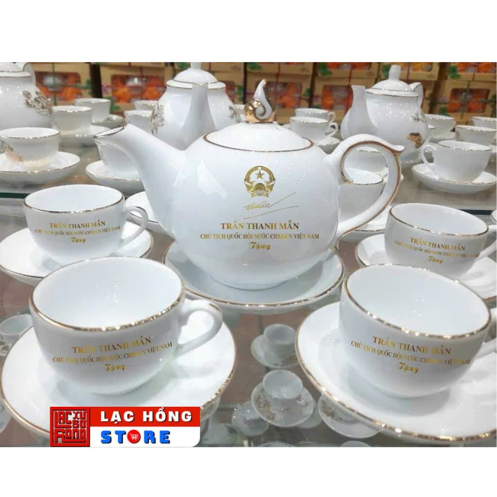  [Ấm chén in logo] Bộ ấm trà in chữ ký Chủ tịch Quốc Hội Trần Thanh Mẫn LHCEVN-0580 