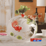  Bình hoa Gốm khắc nổi Cá vàng và hoa LHCEVN-0470 