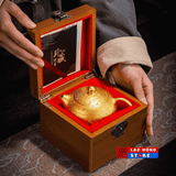  Ấm trà Gốm mạ vàng khắc rồng LHCECN-0462 