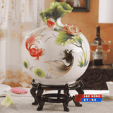  Bình hoa Gốm khắc nổi Cá vàng và hoa LHCEVN-0470 