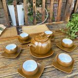  Bộ ấm Bát Tràng "quả bí" men vàng LHCEVN-0439 