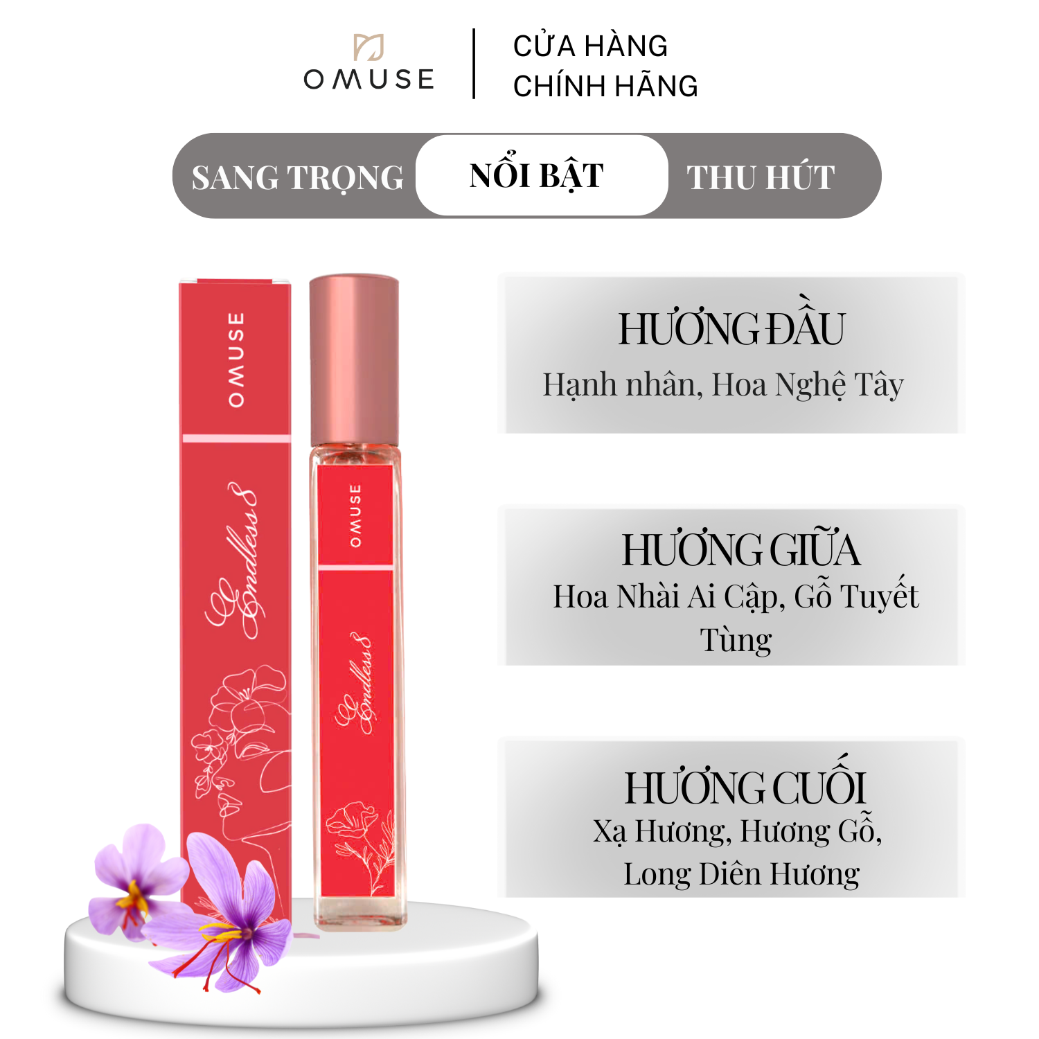 Nước hoa nữ cao cấp chính hãng OMUSE Endless8 lưu hương 8h quyến rũ 10ml