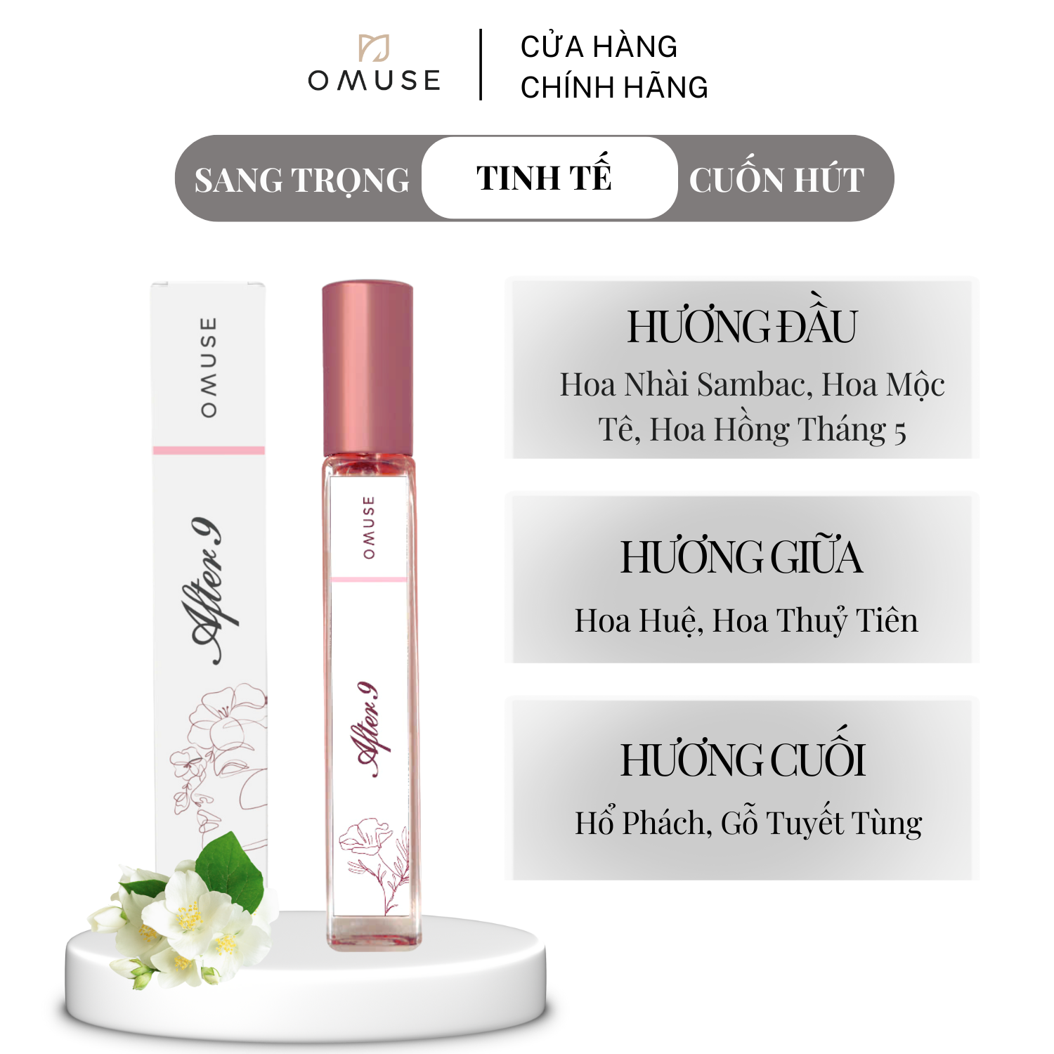Nước hoa nữ cao cấp chính hãng OMUSE After9 lưu hương 8h quyến rũ 10ml